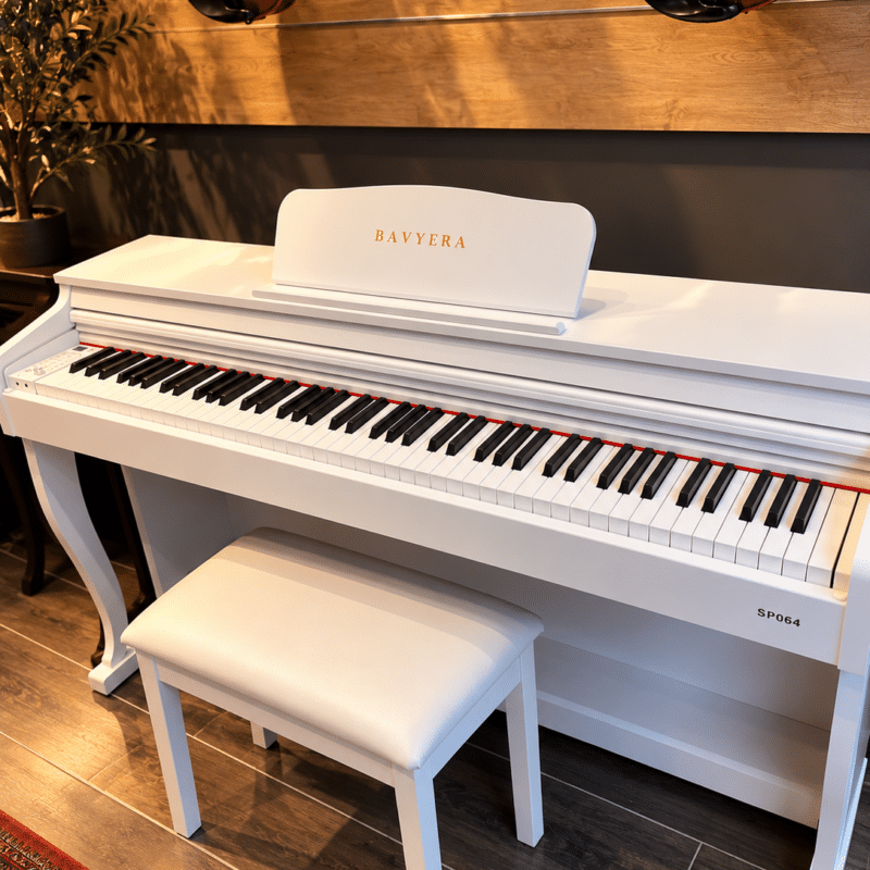 BAVYERA PİYANO SP064 BEYAZ TABURE + KULAKLIK